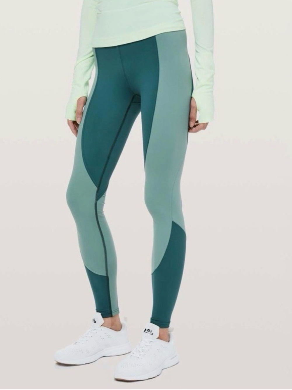 lululemon athletica Two-Tone High-Rise Leggings in Teal and Seafoam